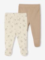 Set van 2 broeken voor pasgeboren met voetjes beige Set van 2 broeken voor pasgeboren met voetjes beige
