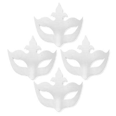 Papier mache grimeer oogmasker Venetie - 4x - wit - 25 cm - Schmink maskers
