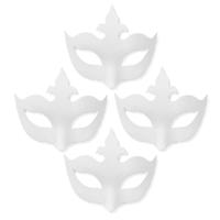 Papier mache grimeer oogmasker Venetie - 4x - wit - 25 cm - Schmink maskers