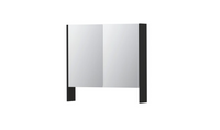 INK SPK3 spiegelkast met 2 dubbel gespiegelde deuren, open planchet, stopcontact en schakelaar 80 x 14 x 74 cm, mat zwart - thumbnail