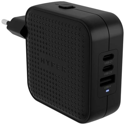 HYPER HyperJuice® 70W USB-C Reislader 70 W 1x USB-A, 2x USB-C USB PD Zwart GaN, Met adapter voor Europa, Met adapter voor Verenigd Koninkrijk, Met adapter voor