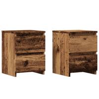 Nachtkastjes 2 st 30x30x40 cm bewerkt hout oud houtkleurig