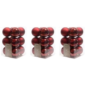 36x Kunststof kerstballen glanzend/mat donkerrood 6 cm kerstboom versiering/decoratie   -