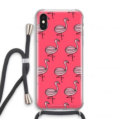 Flamingo: iPhone XS Transparant Hoesje met koord