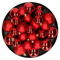 Kerstversiering kunststof kerstballen rood 6-8-10 cm pakket van 44x stuks