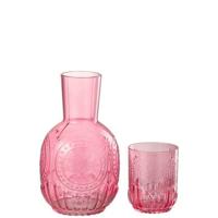 J-Line Karaf+Glas Maya Glas Fuchsia