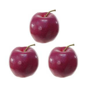 Kunstfruit decofruit - 3x - appel/appels - ongeveer 8 cm - donkerrood