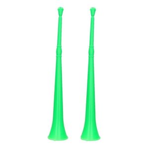 2x stuks groene vuvuzela grote blaastoeter 48 cm