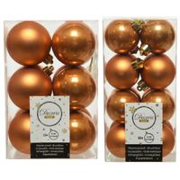 Kerstversiering kunststof kerstballen cognac bruin 4-6 cm pakket van 40x stuks - thumbnail