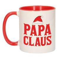 Papa Claus mok/beker kerstcadeau vader rood Kerstmis 300 ml   -