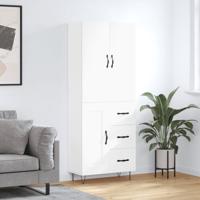 Hoge kast 69,5x34x180 cm bewerkt hout wit