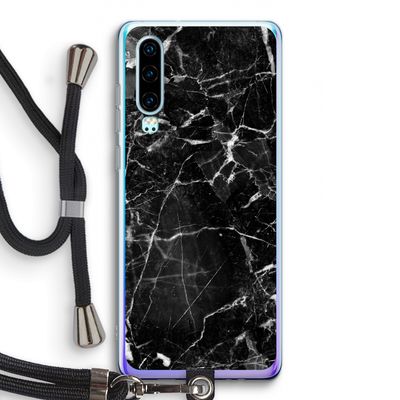 Zwart Marmer 2: Huawei P30 Transparant Hoesje met koord