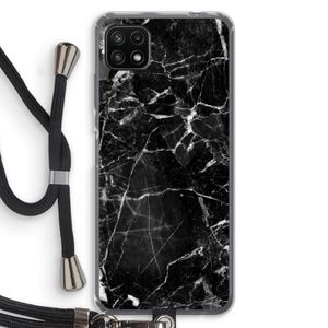 Zwart Marmer 2: Samsung Galaxy A22 5G Transparant Hoesje met koord