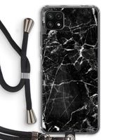 Zwart Marmer 2: Samsung Galaxy A22 5G Transparant Hoesje met koord