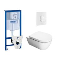 QeramiQ Salina toiletset met inbouwreservoir, closetzitting met softclose en bedieningsplaat wit 0729122/0729205/sw1271/ - thumbnail