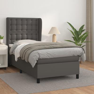 Boxspring met matras kunstleer grijs 90x190 cm