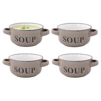 Soepkommen Classic - taupe - 8x stuks - 14 x 7 cm - keramiek - soepkommetjes - 470 ml Soepkommen Classic - taupe - 8x stuks - 14 x 7 cm - keramiek - soepkommetjes - 470 ml