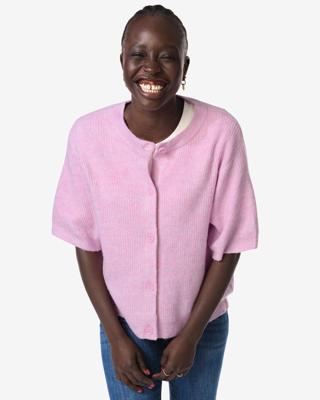 HEMA Damesvest Grace fijngebreid roze (roze)