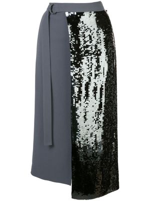 Tibi jupe à design portefeuille brodée de sequins - Gris