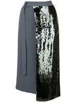 Tibi jupe à design portefeuille brodée de sequins - Gris
