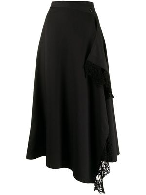 Y's jupe évasée à détail drapé - Noir