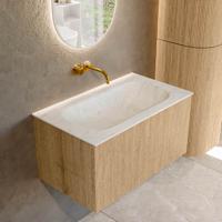 Badmeubel Mondiaz Kurve-Dlux | 80 cm | Meubelkleur Oak | Wastafelkleur Opalo | Solid surface | Midden spoelbak | Zonder kraangat(en) Badmeubel Mondiaz Kurve-Dlux | 80 cm | Meubelkleur Oak | Wastafelkleur Opalo | Solid surface | Midden spoelbak | Zonder kraangat(en)