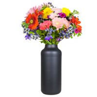 Bloemenvaas Milan - mat zwart glas - D15 x H35 cm - melkbus vaas met smalle hals   -