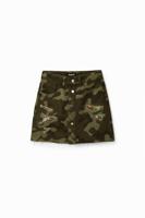 Minirok met knopen en camouflage - GREEN - S - thumbnail