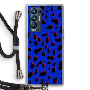 Blue Leopard: Oppo Find X3 Neo Transparant Hoesje met koord