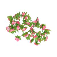 Fiets stuur versiering bloemenslinger roze groen 220 cm - thumbnail