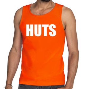 HUTS tekst tanktop / mouwloos shirt oranje voor heren