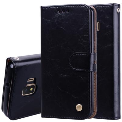 Business Style olie Wax textuur horizontale Flip lederen case voor Galaxy j2 core met houder & card slots & portemonnee (zwart)