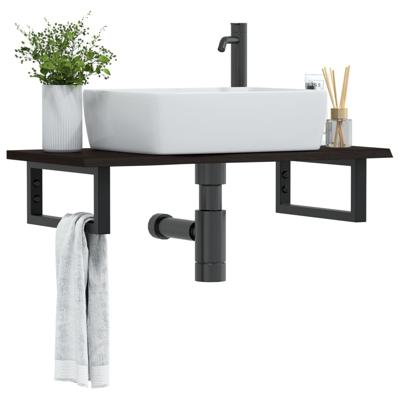 Badkamer wandschap staal en massief eikenhout