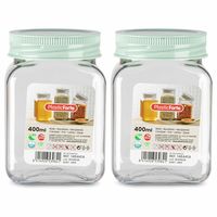 Voorraadpot/bewaarpot - 2x - 400 ml - kunststof - mint groen - B7 x H11 cm