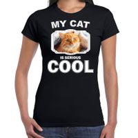 Rode kat katten / poezen t-shirt my cat is serious cool zwart voor dames 2XL  - - thumbnail