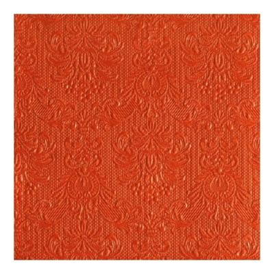 Servetten Luxe - 15x stuks - 33 x 33 cm - oranje - barok patroon - 3 laags