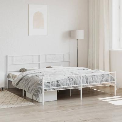 Bedframe met hoofd- en voeteneinde metaal wit 200x200 cm