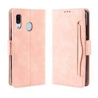 Portemonnee stijl huid voelen kalf patroon lederen draagtas voor Galaxy A40 met aparte kaartsleuf (roze)