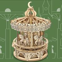 PlayfulMario Carrousel met muziek Houten Modelbouwset 274 Onderdelen Modelbouw