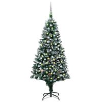 VidaXL Kunstkerstboom met verlichting kerstballen dennenappels 210 cm