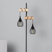 Vloerlamp zwart 'Mona' hout e27 fitting modern 164cm