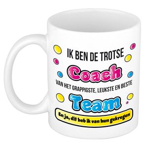 Bellatio Decorations cadeau mok voor coach - grappig - keramiek - 300 ml - feest mokken