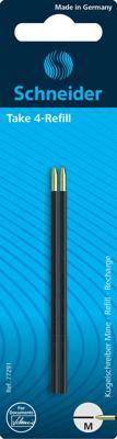 Schneider balpenvulling Take 4, zwart, etui van 2 stuks