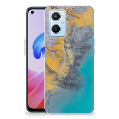 OPPO A96 | OPPO A76 | TPU | Siliconen hoesje | Marble Blue Gold