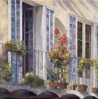 Kunstdruk Christian Sommer - Balcon à Grasse Provence 98x98cm