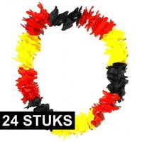 24x Hawaii kransen zwart/geel/rood   -