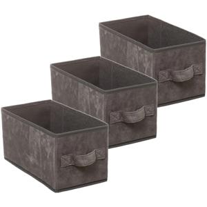 Opbergmand/kastmand - Set van 3x stuks - grijs - 7 liter - 31 x 15 x 15 cm - Opbergboxen - Vakkenkas