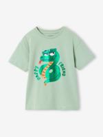 Jongensshirt Space glanzend motief amandelgroen