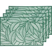 4x Groene bladeren placemats 30 x 45 cm rechthoek