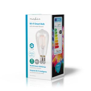 Nedis SmartLife LED Filamentlamp | Wi-Fi | E27 | 500 lm | 5 W | ST64 | 1 stuks - WIFILF10WTST64 WIFILF10WTST64
